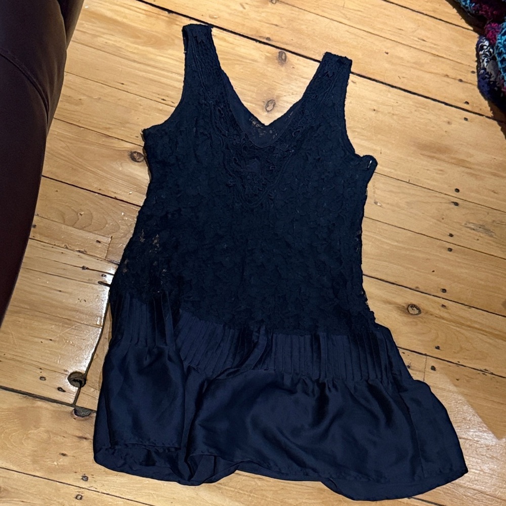Elegant Black Lace and Silky bottom dress